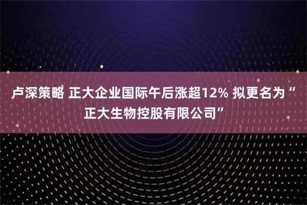 卢深策略 正大企业国际午后涨超12% 拟更名为“正大生物控股有限公司”